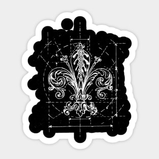 Fleur-de-lis Sketch, White Line Sticker